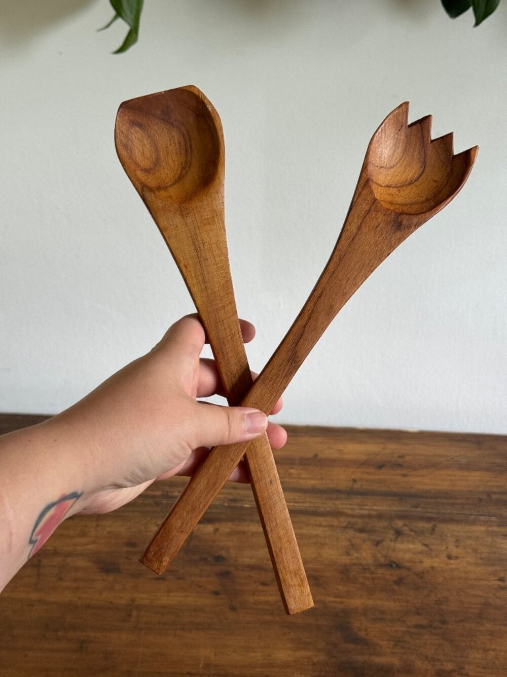 Pair of Wood Serving Utensils - Salad Servers